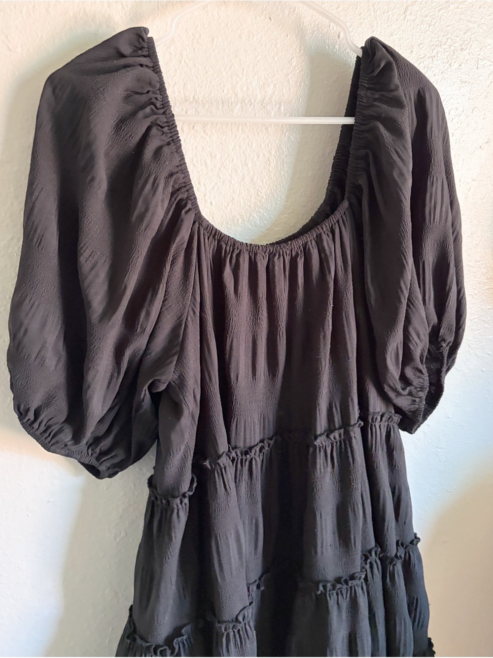 ZCO Black Puff-Sleeve Tiered Peasant Tunic